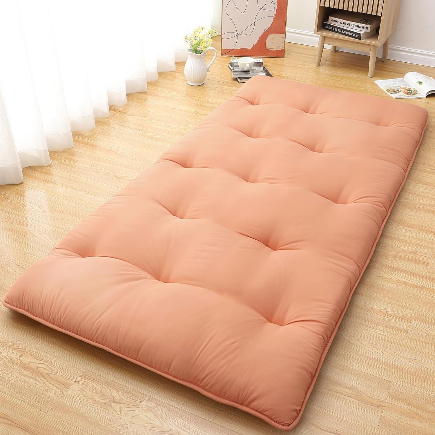 Japanese Futon Floor Mattress, Thick Foldable Tatami Mat for Sleeping Guest Room