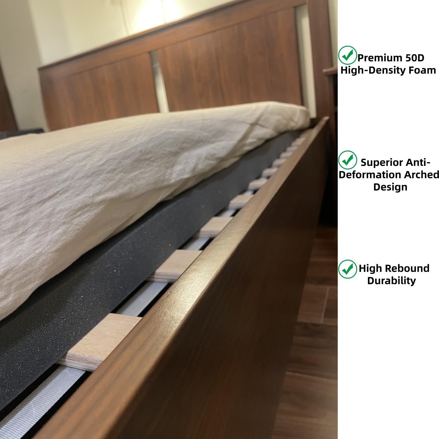 60x24x2 Inch 50D HighDensity Foam Sagging Mattress Support Arched Bed Board