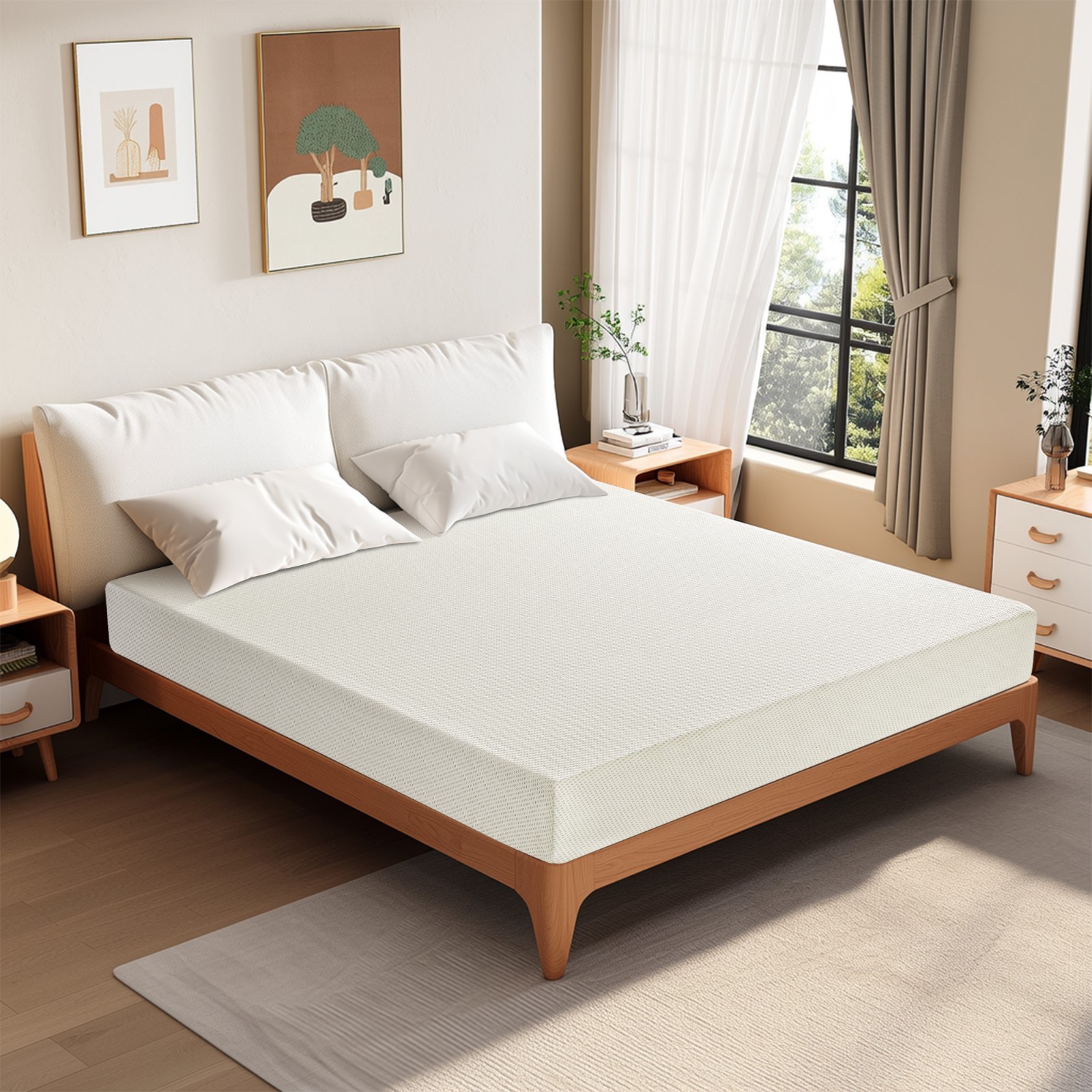 5″ 6″ Breathable Green Tea Comfortable Gel Memory Foam Mattress Pressure Relief
