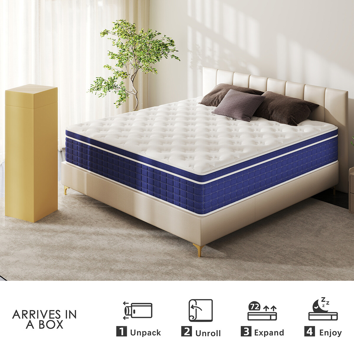 12/14 Inch Twin Full Queen King Mattress Gel Memory Foam Hybrid Bed In a Box