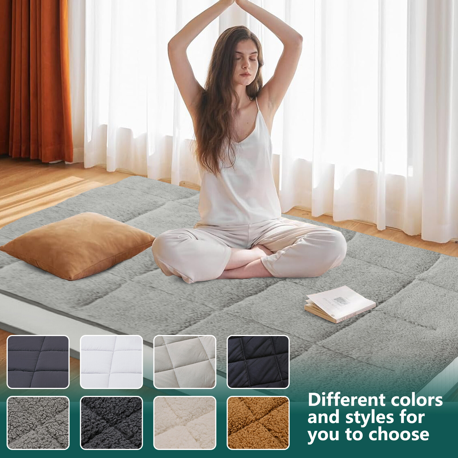 SLSY Foldable Sherpa Fleece Mattress,Sleeping Tatami Mat Lounger Guest Bed