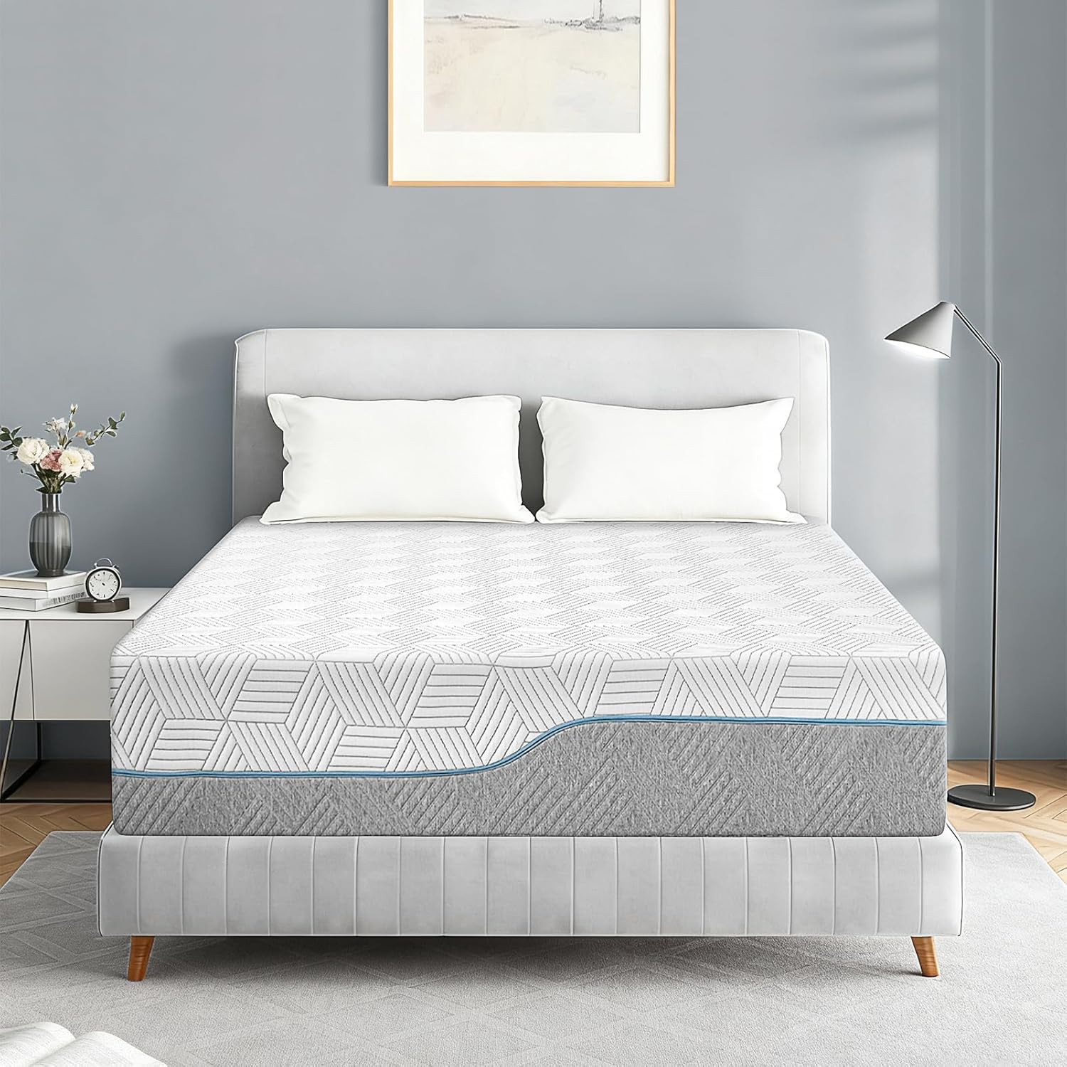 Extra Firm King Mattress 16 Memory Foam Gel Green Tea Bed in a Box Back Pain