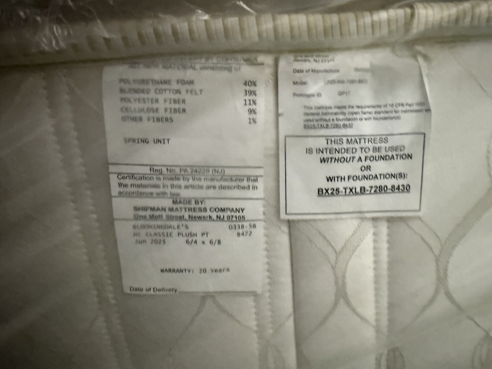 SHIFMAN HERITAGE CLASSIC KING HANDMADE PILLOWTOP PLUSH MATTRESS NEW CLEARANCE