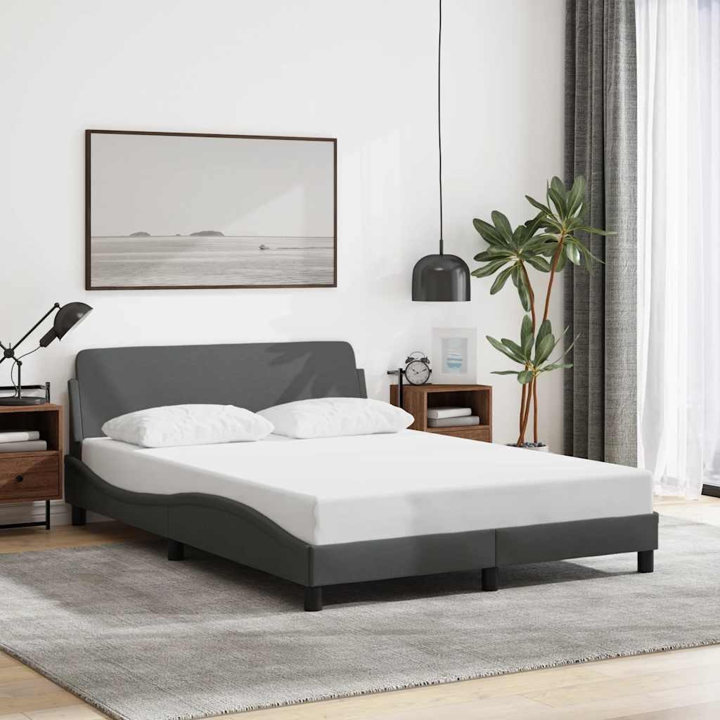 Bed Frame “Dover” Platform Dark Gray 53.9″x74.8″ Fabric vidaXL