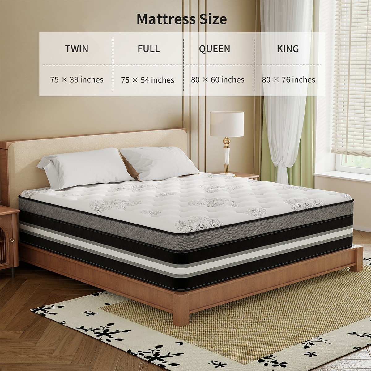 12″ 14″ Mattress In A Box Gel Memory Foam Pocket Spring Twin Full Queen King