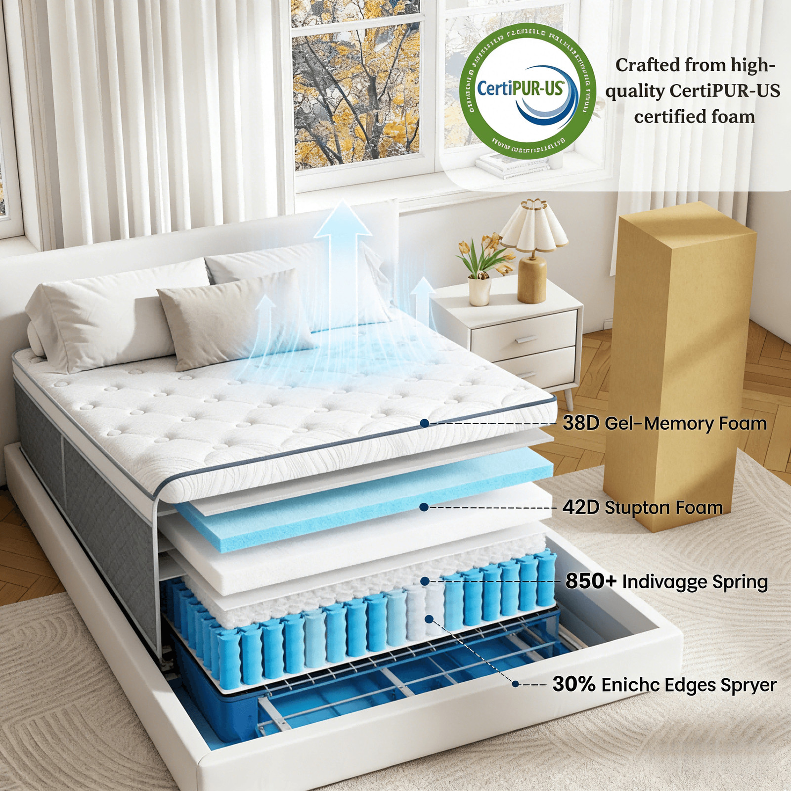 Memory Foam Hybrid Mattress Boxed Bed Mattress for All Sleeping Positions