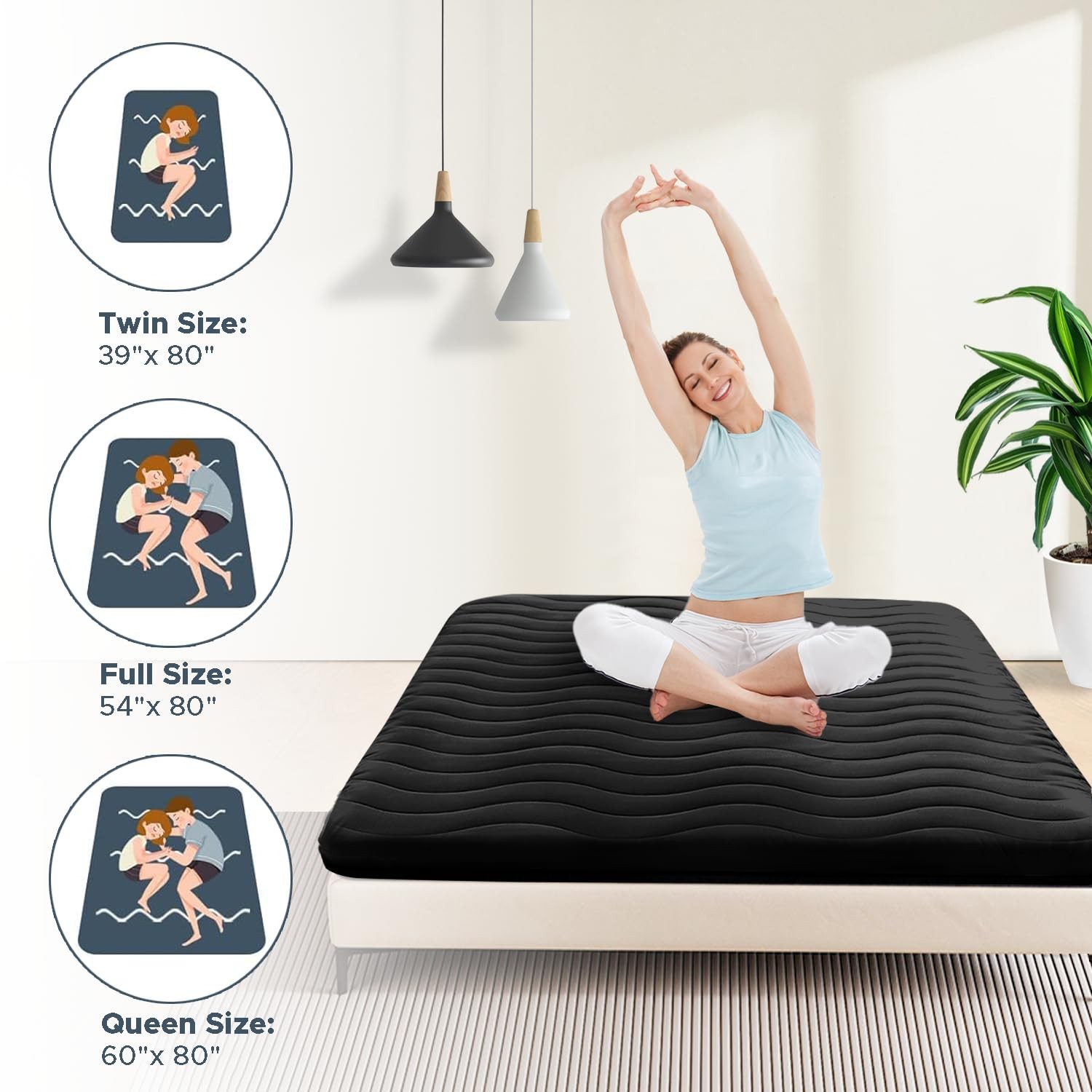 Japanese Floor Mattress, 100% High Density Comfortable Foam, 4″ Thicken Folda…