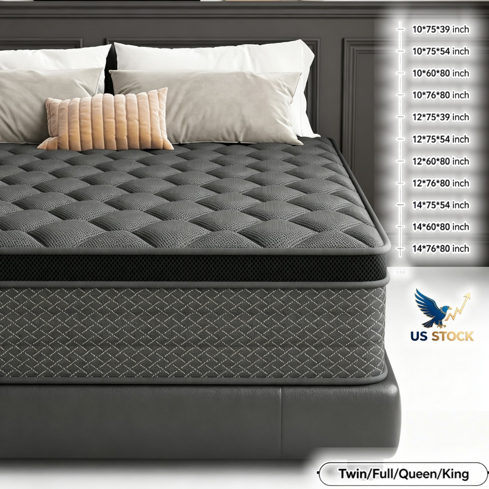 12″14″ Mattress Twin Full Queen King Size Gel Memory Foam Pocket Spring in a Box