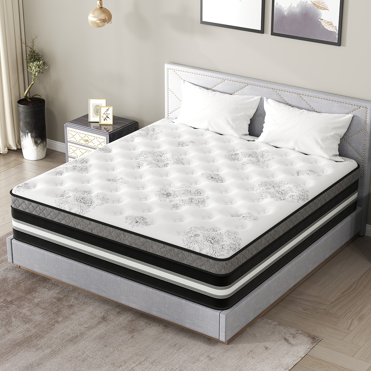 12/14 Inch Mattress in a Box Twin Full Queen King Gel Memory Foam Hybrid Spring