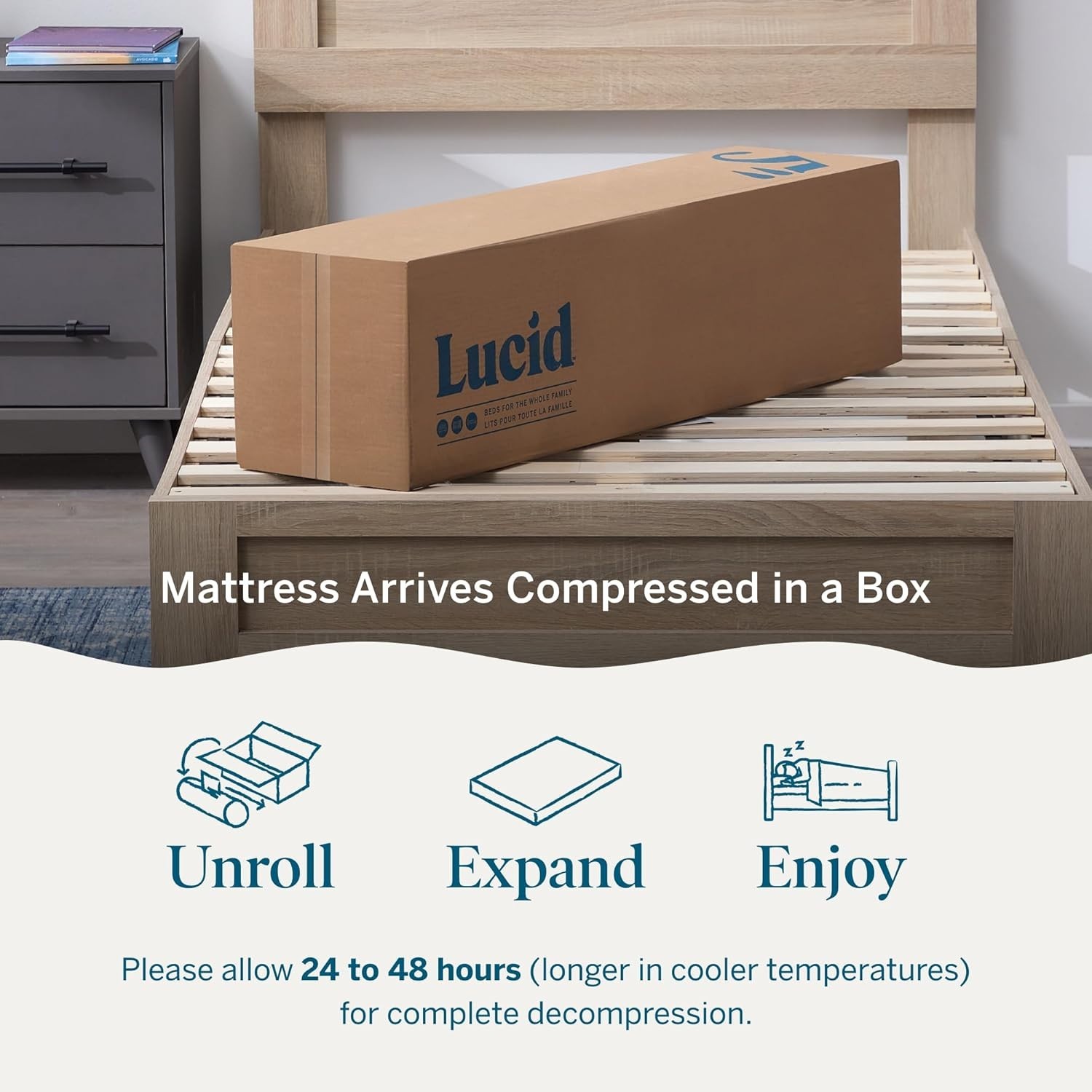 Lucid 5 Inch Memory Foam Mattress – Low Profile – Firm Feel – Infused with Bambo