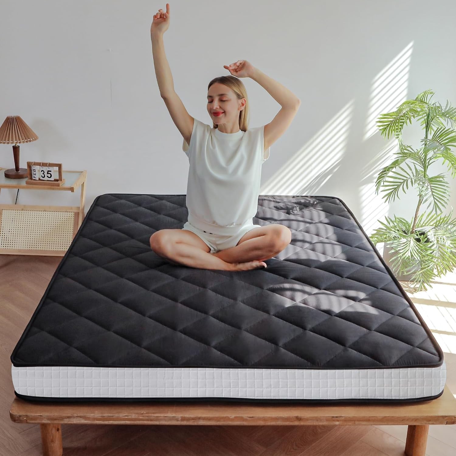 6″ Extra Thick Futon Mattress, Queen Size Diamond Pattern Mattress Pad Tatami…