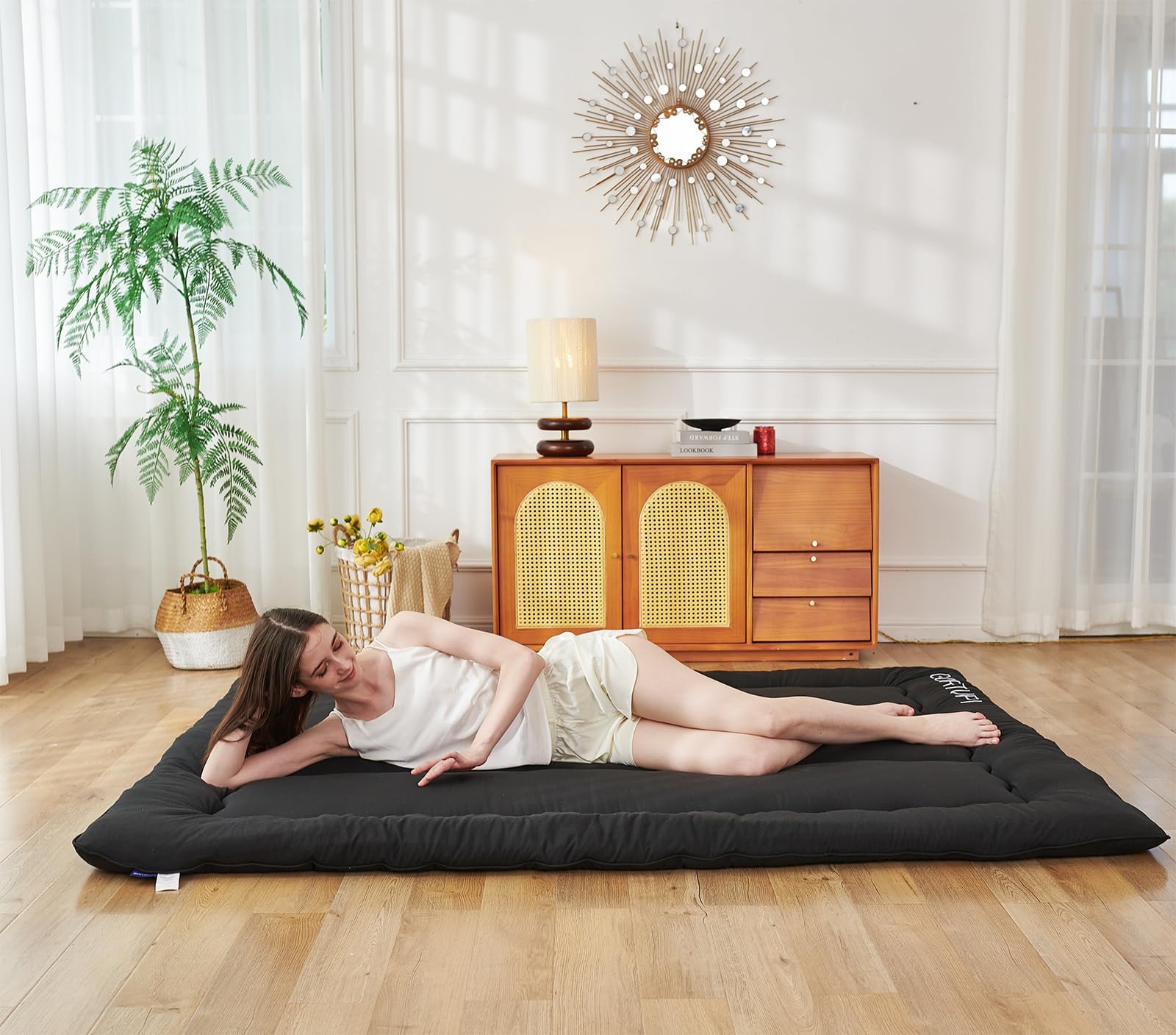 Twin Size Japanese Futon Mattress Foldable Topper Mattress for Floor Tatami F…