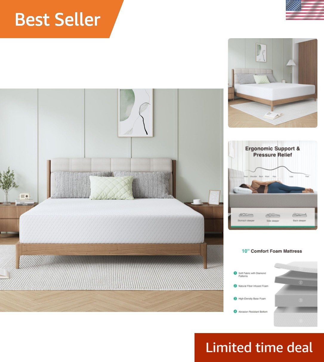 10 Inch Queen Mattress, Memory Foam Mattress Queen with Breathable Comfort La…