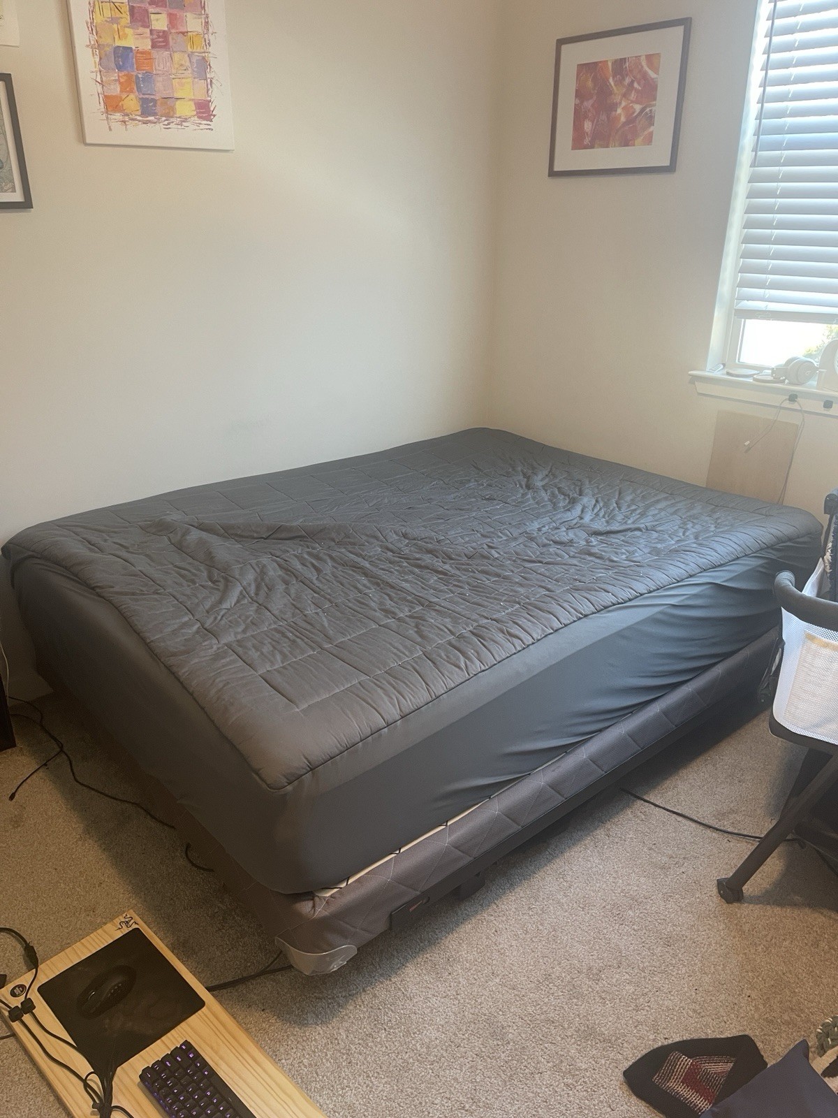 CoolGel Queen Memory Foam Mattress White & Black Breathable Solid Bedroom