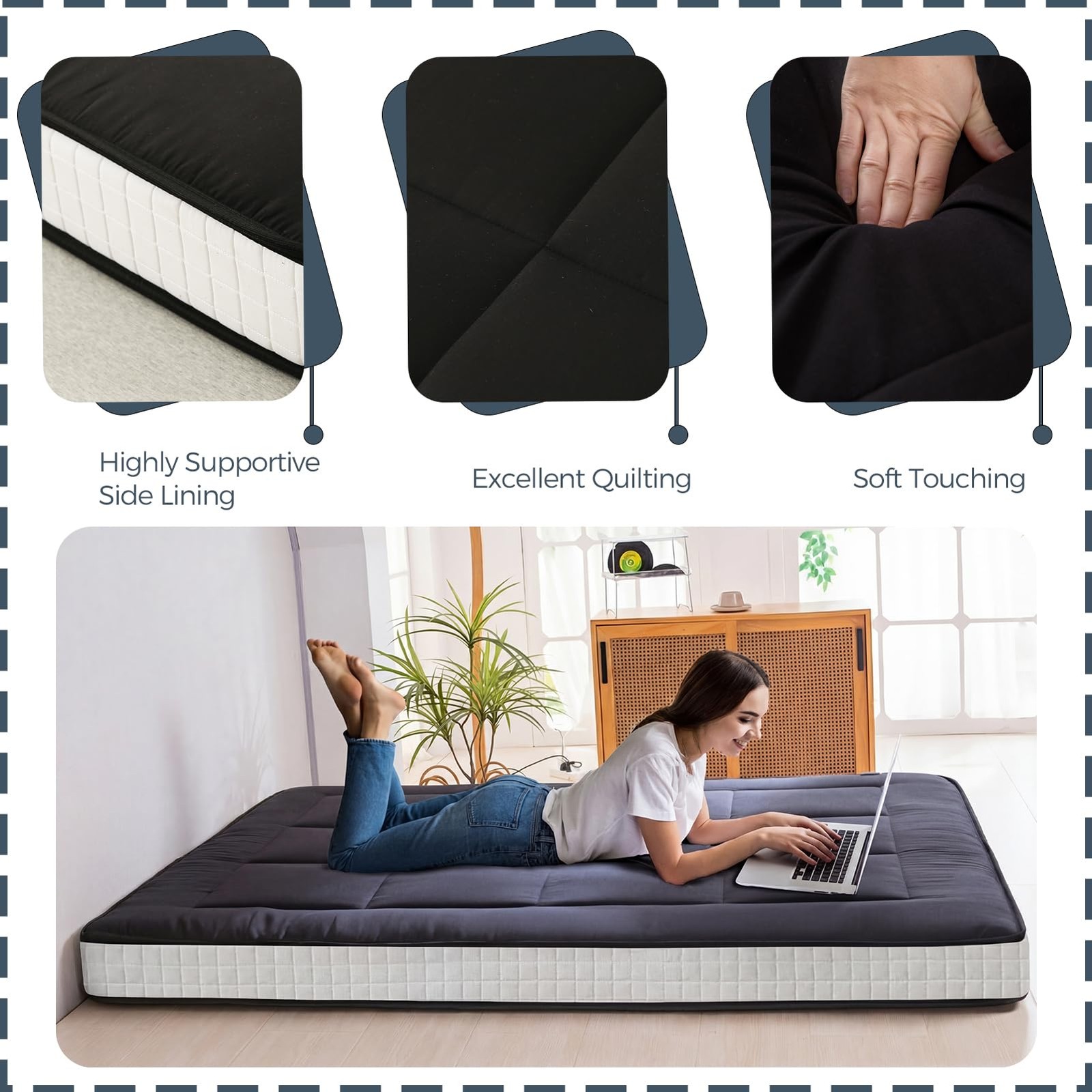 6″ Extra Thick Foldable Floor Futon Mattress, Tatami Pad for Adults, Roll Up …