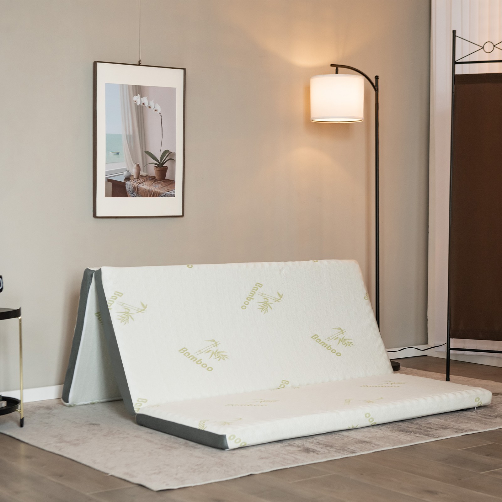 Portable FULL 3″ Tri-fold Memory Foam Floor Mattress Topper w/ Carrying Bag