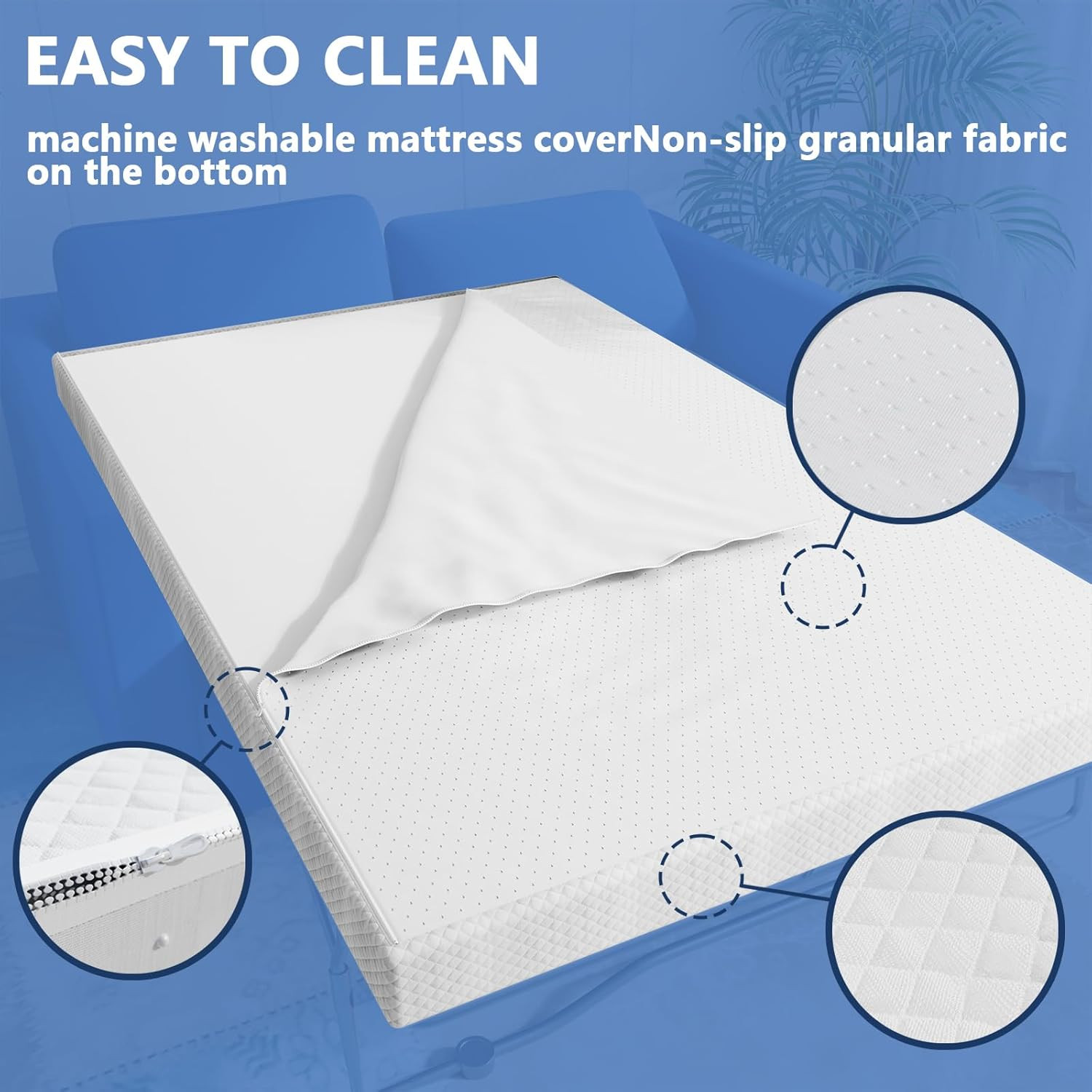 4.5 Inch Cold Gel Memory Foam Mattress Replacement for Sleeper Sofa and Couch Be