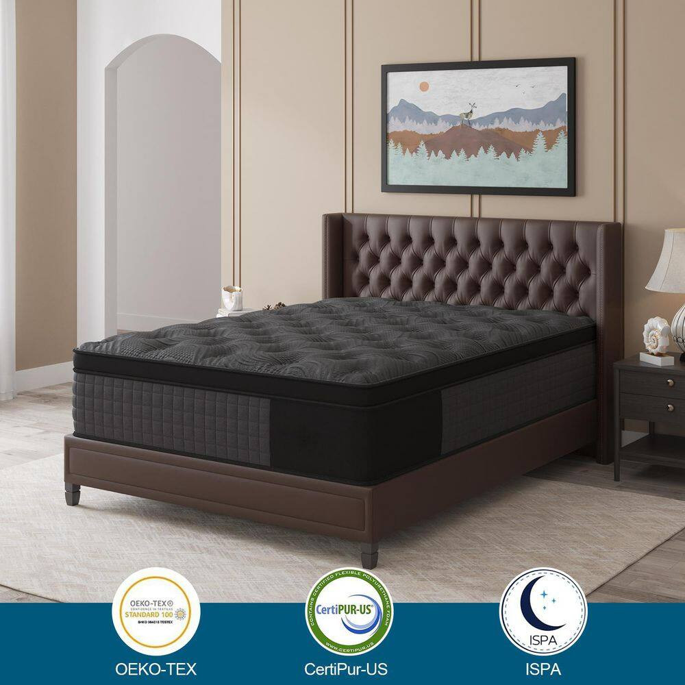 King Medium Firm Gel Memory Foam 14 In. Hybrid Mattress Euro Top Individually Wr