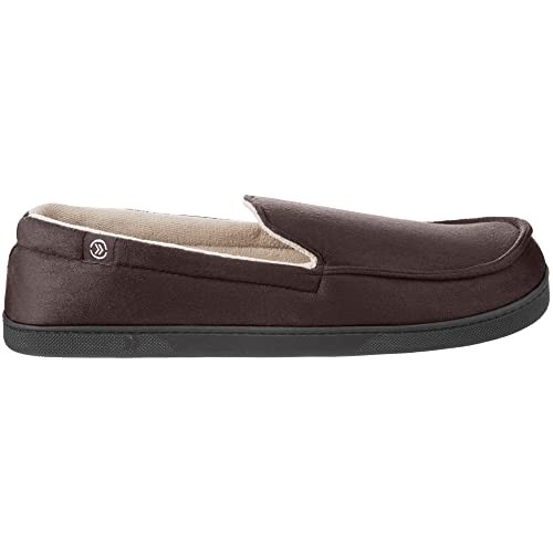 Men’s Moccasin Slippers with Microsuede Upper and Gel 8-9 Dark Chocolate