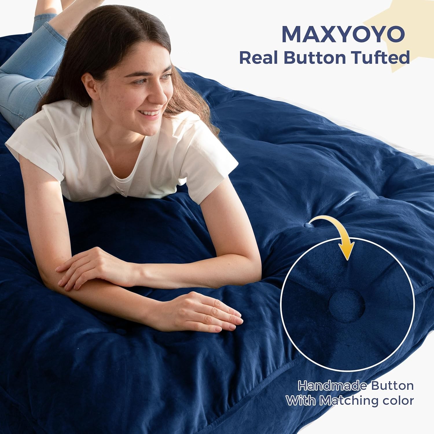 MAXYOYO Navy Full Futon Sofa Couch Floor Mattress