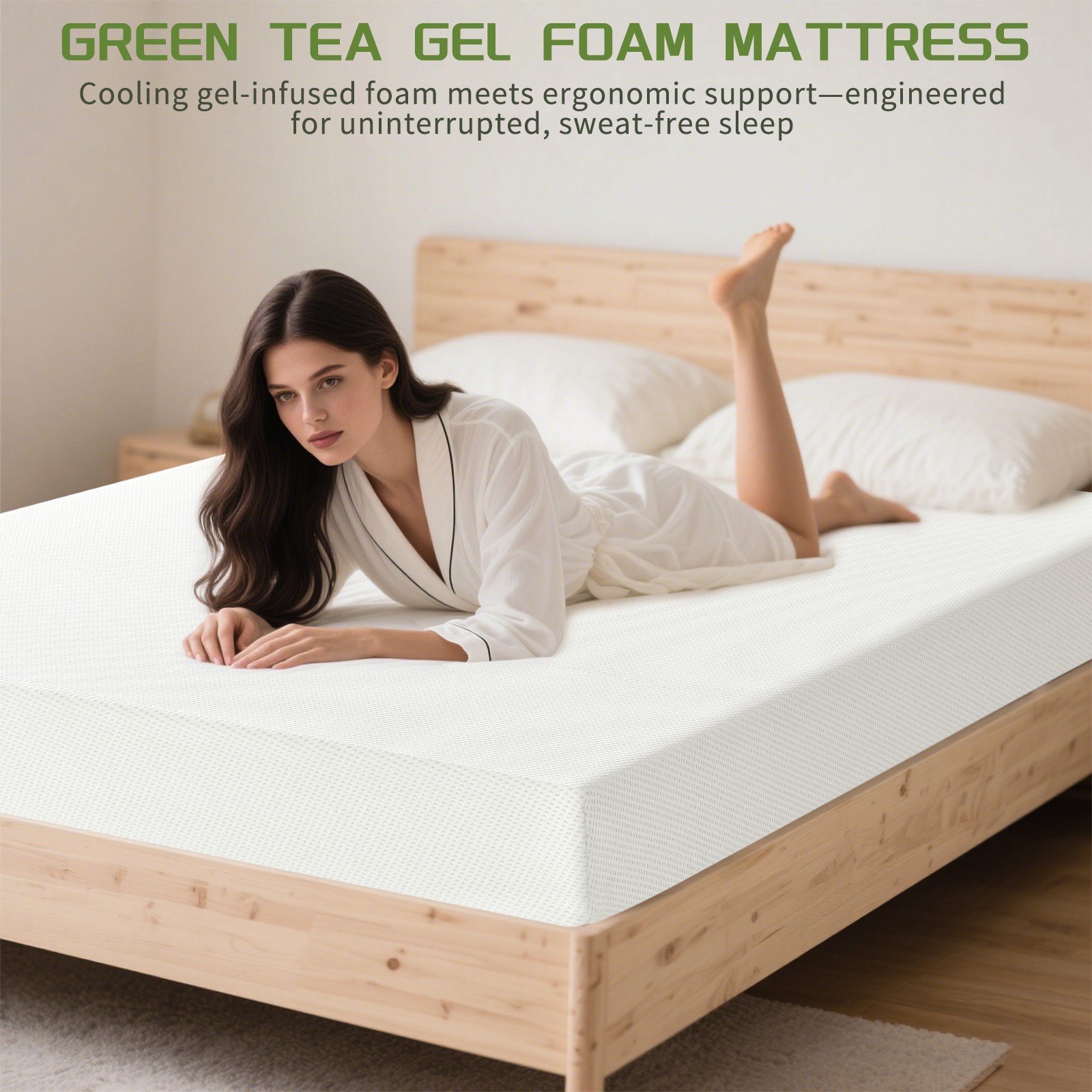 5″ 6″ Memory Foam Mattress with Breathable Cooling Green Tea Gel Pressure Relief