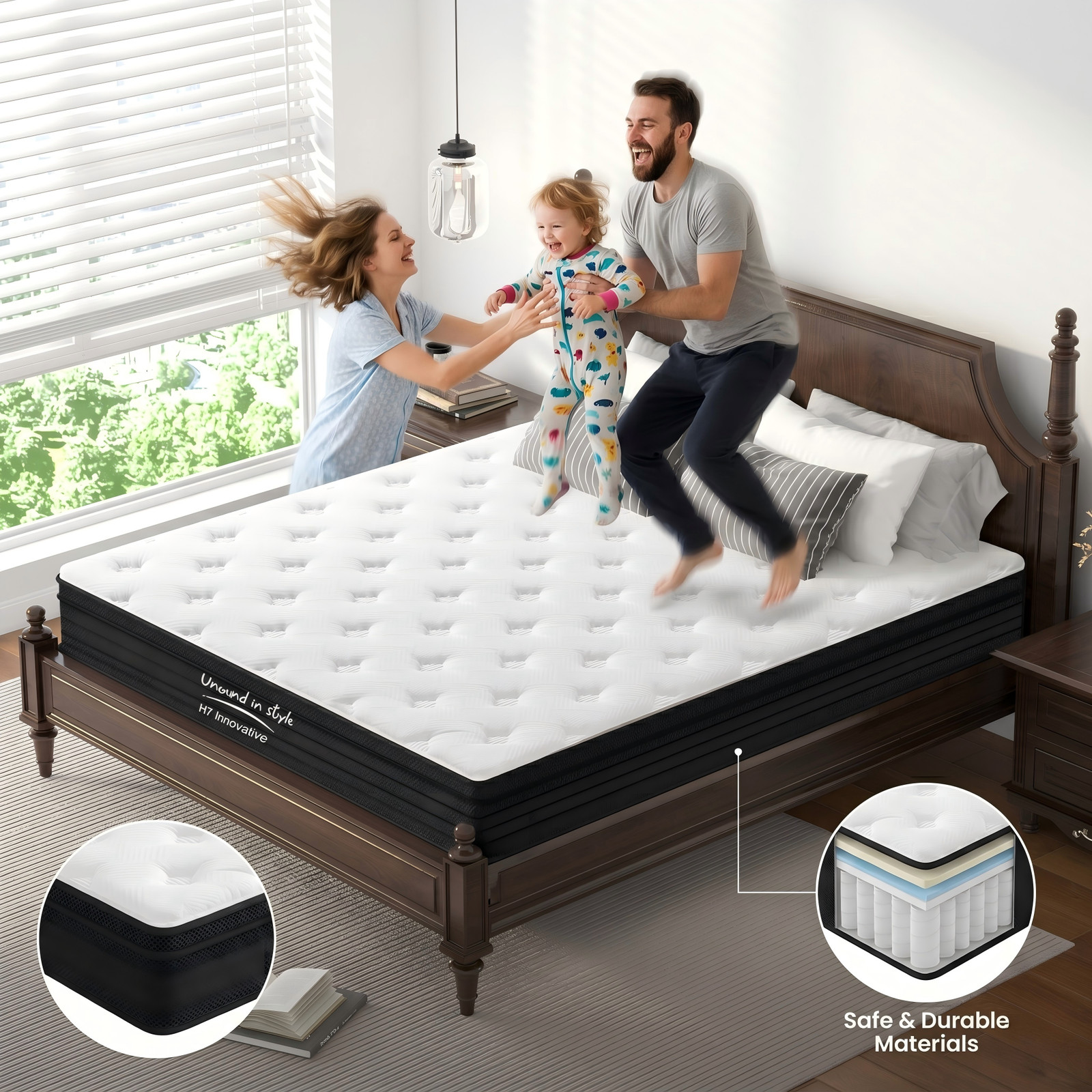 Queen Hybrid Mattress 12 Inch Pocketed Innerspring Medium Firm Pressure Relief