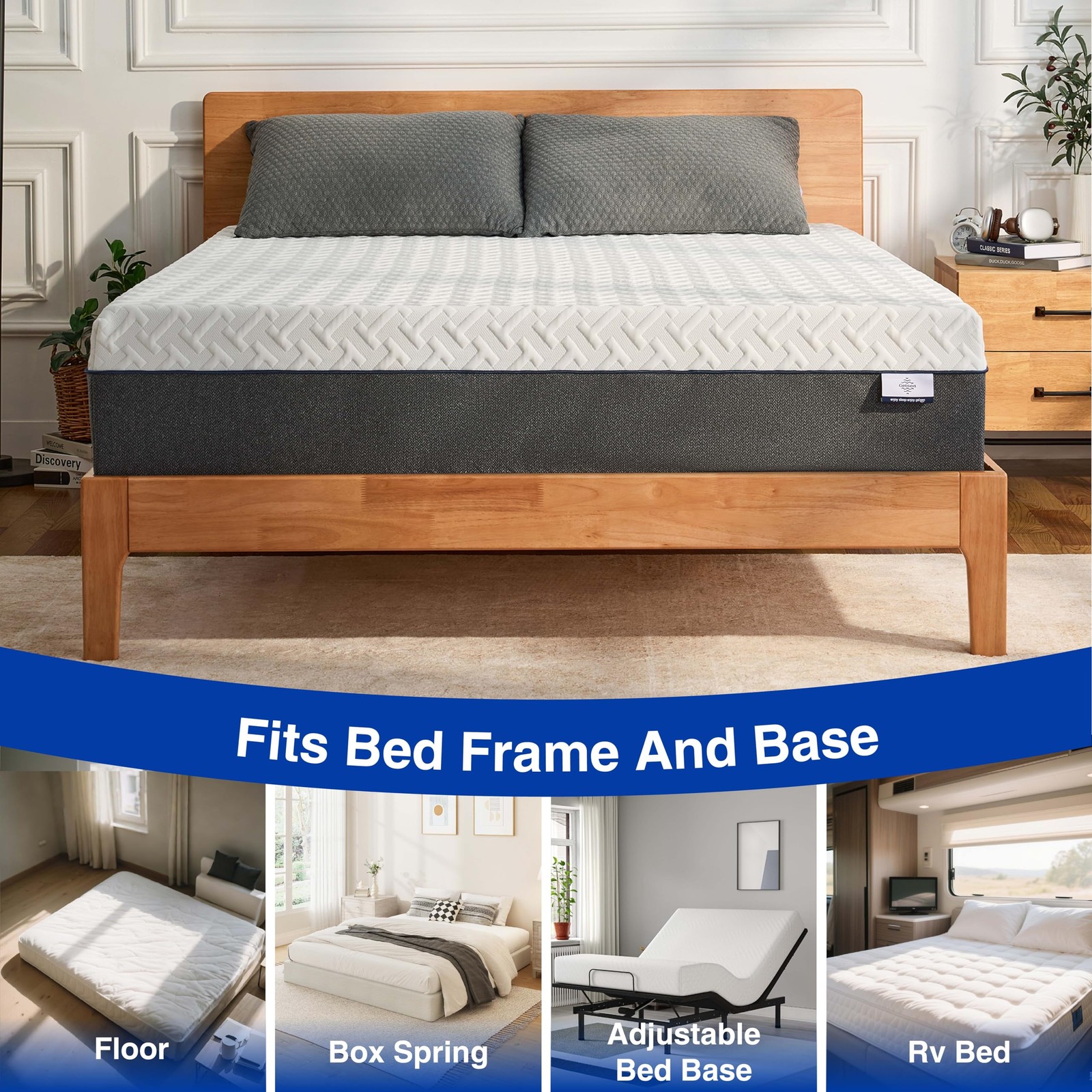 10 Inch Green Tea Memory Foam Mattress, Full Size Mattress in a Box, Gel Infu…
