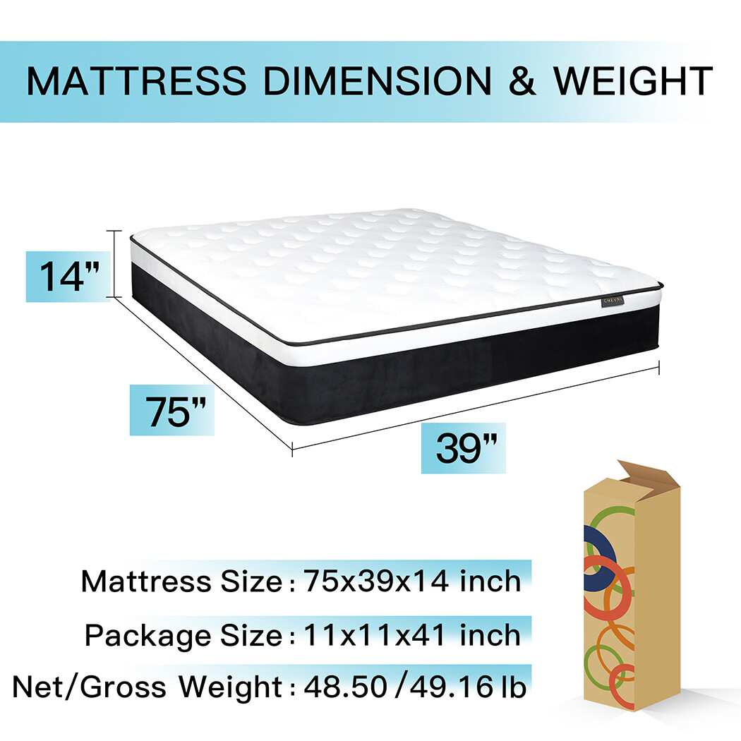 12″14″ Innerspring Mattress Gel Memory Foam Hybrid Bed Twin Full Queen King Size