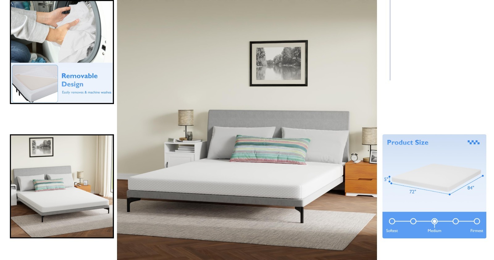 Luxurious 5-Inch California King Gel Memory Foam Mattress | Medium Firm Comfort