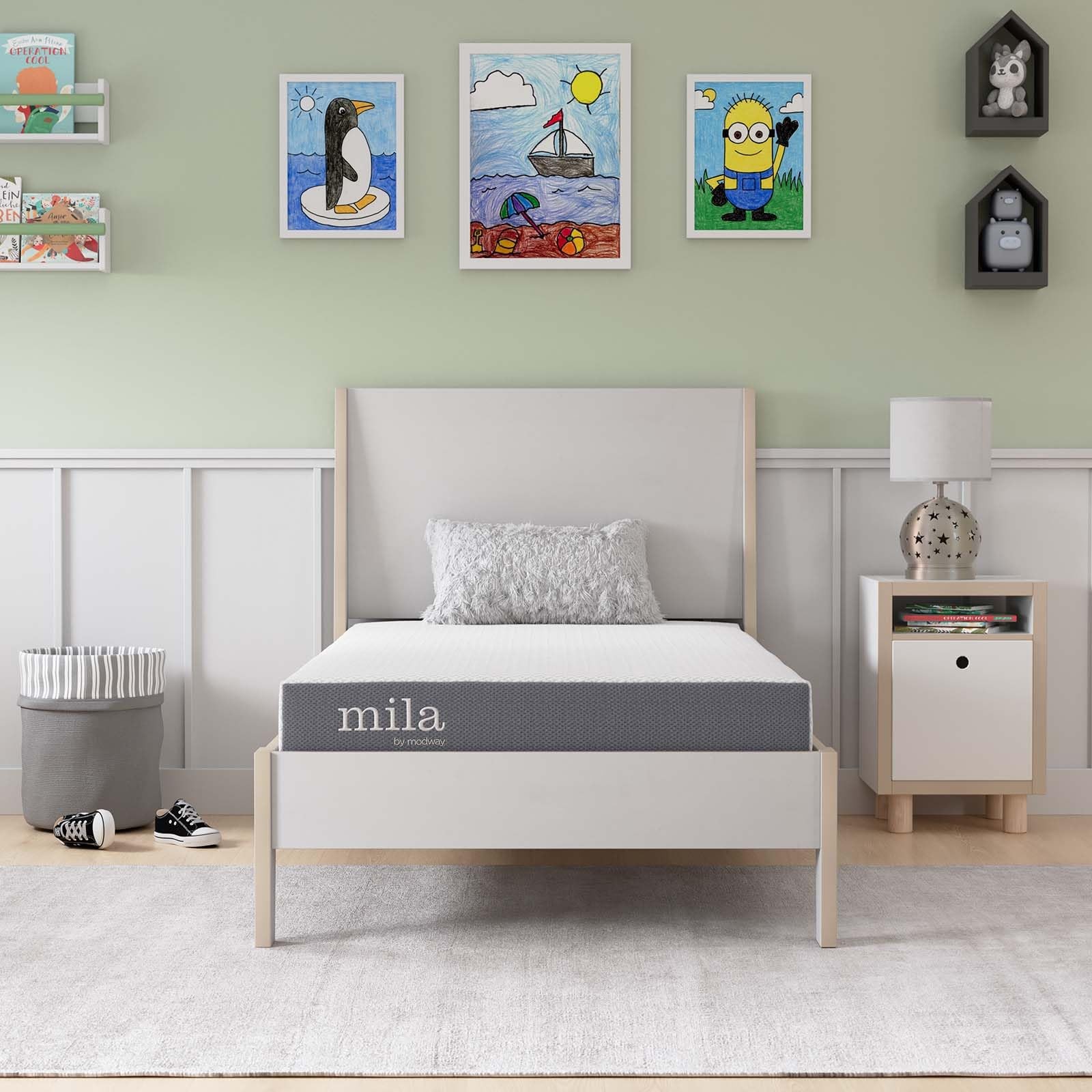 Modway Mila 6″ Modern Style Memory Foam Twin Mattress in Gray