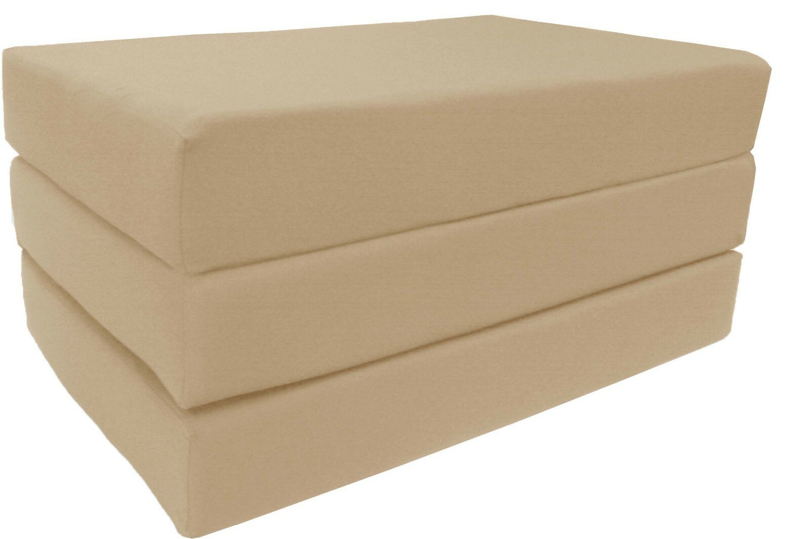 Twin Shikibuton Trifold Foam Beds, Folding Mattresses 6x39x75, Tan
