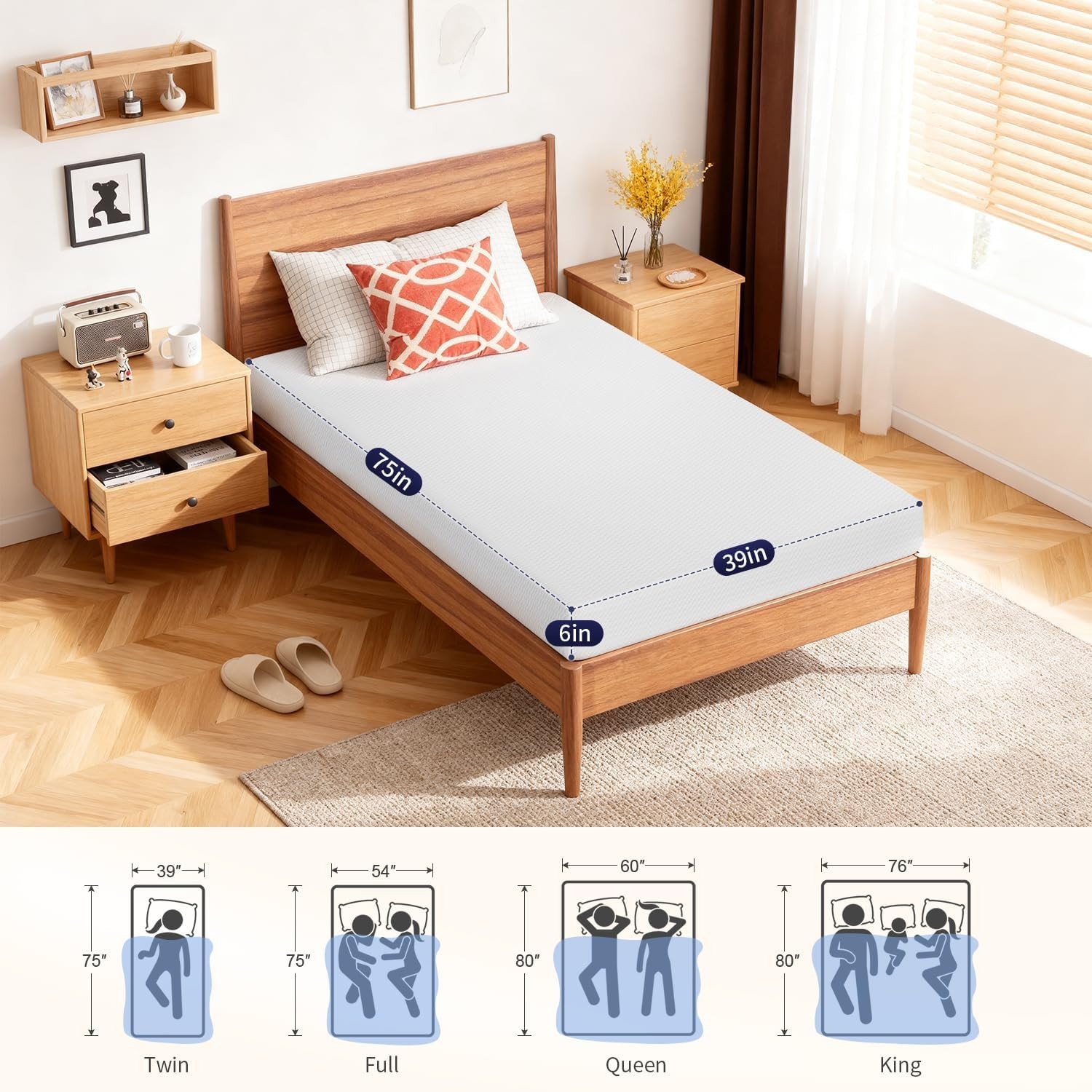 Twin Mattress Gel Foam Memory Mattress Ventilated Bed in a Box Queen