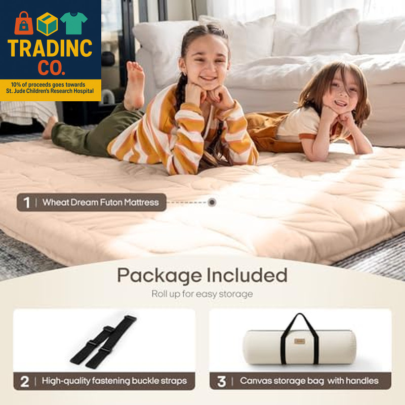 Full Size Japanese Futon Mattress – Portable Cotton Floor Bed for Adults & Kids