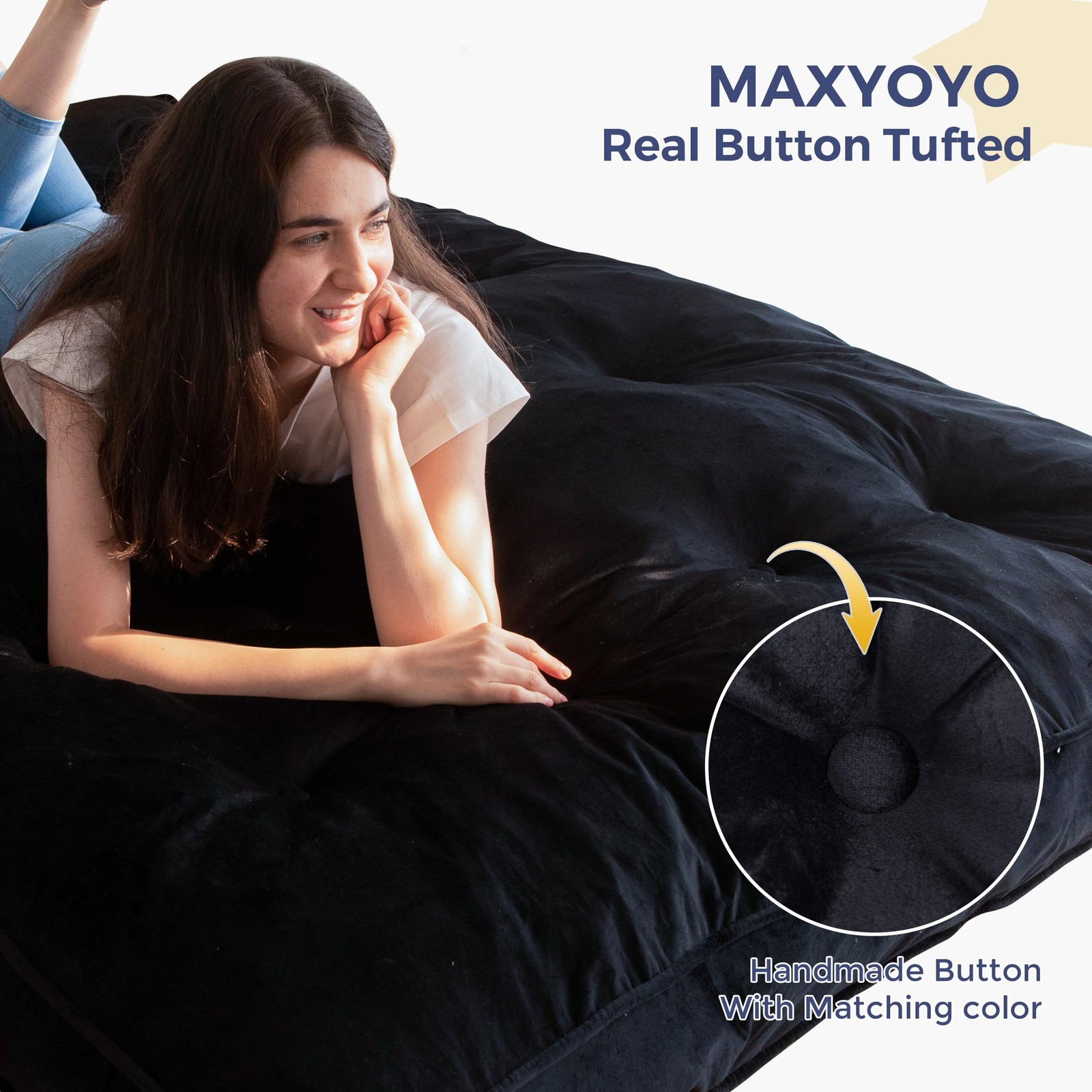 MAXYOYO 6 Futon Mattress Full Size, Velvet Thick Futons Sofa Couch Bed, Versatil