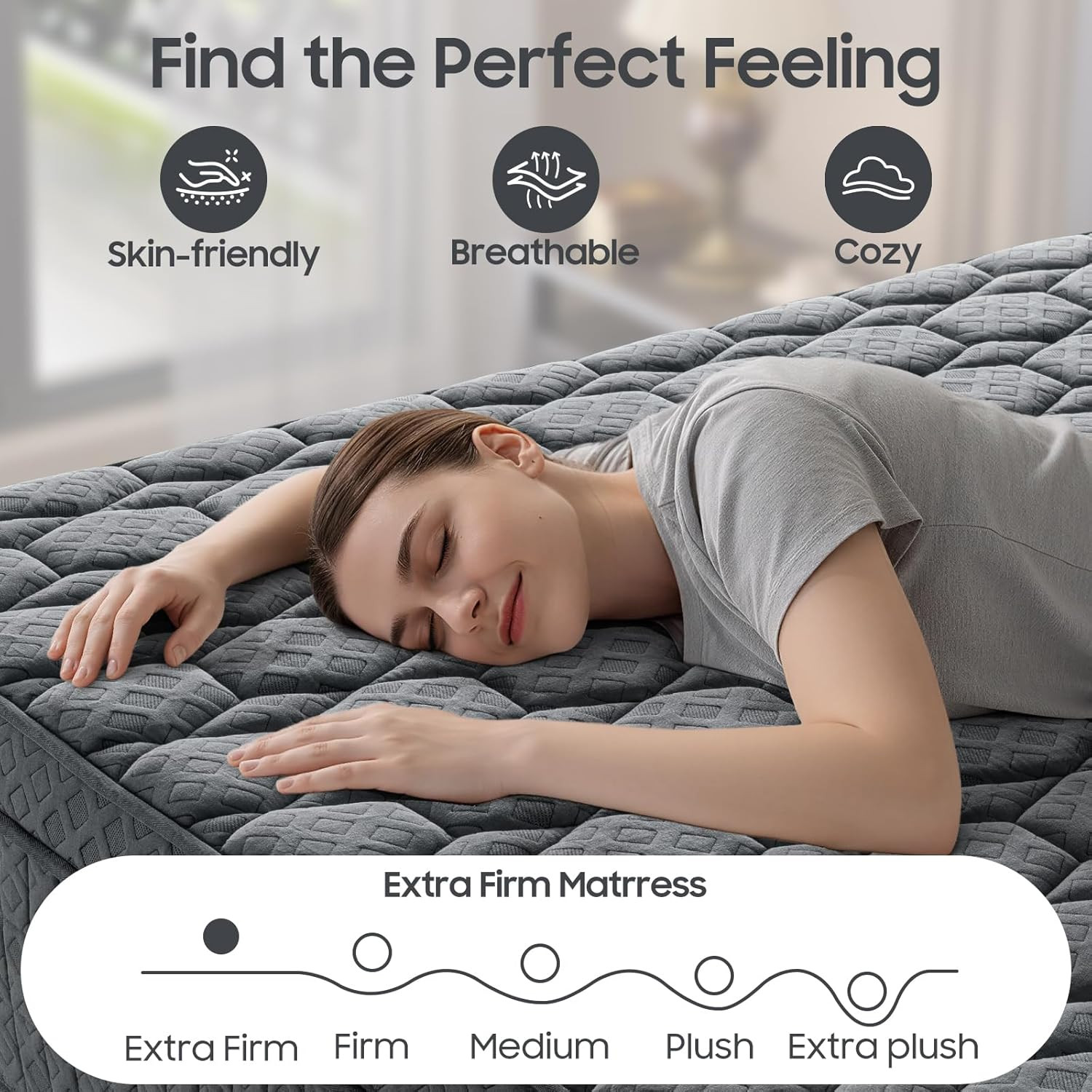 14 Inch Extra Firm Mattress Queen, Hybrid Mattress with Back and Lumbar Hip Supp