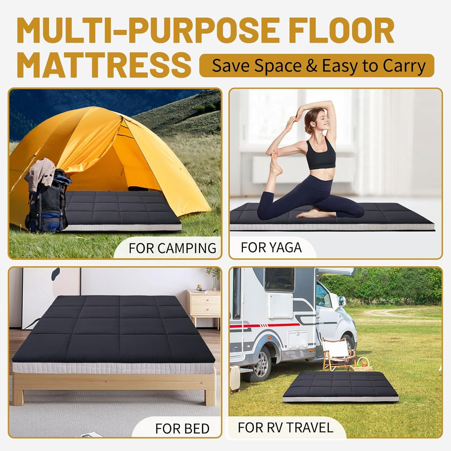NAIZEA 5 in Extra Thick Futon Floor Mattress, Japanese Folding Roll Up Mattress