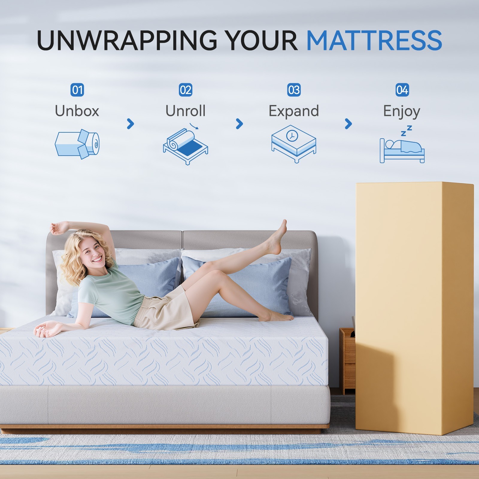 California King Mattress 8″ Gel Memory Foam Mattress in a box with Washable Cove