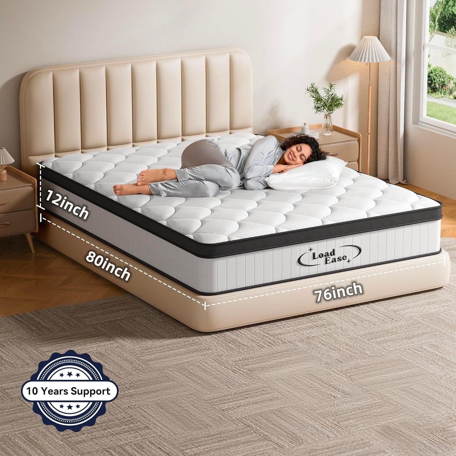 King Size Mattress 12 Inch King Mattress in a Box for Back Pain Relief Upgrad…