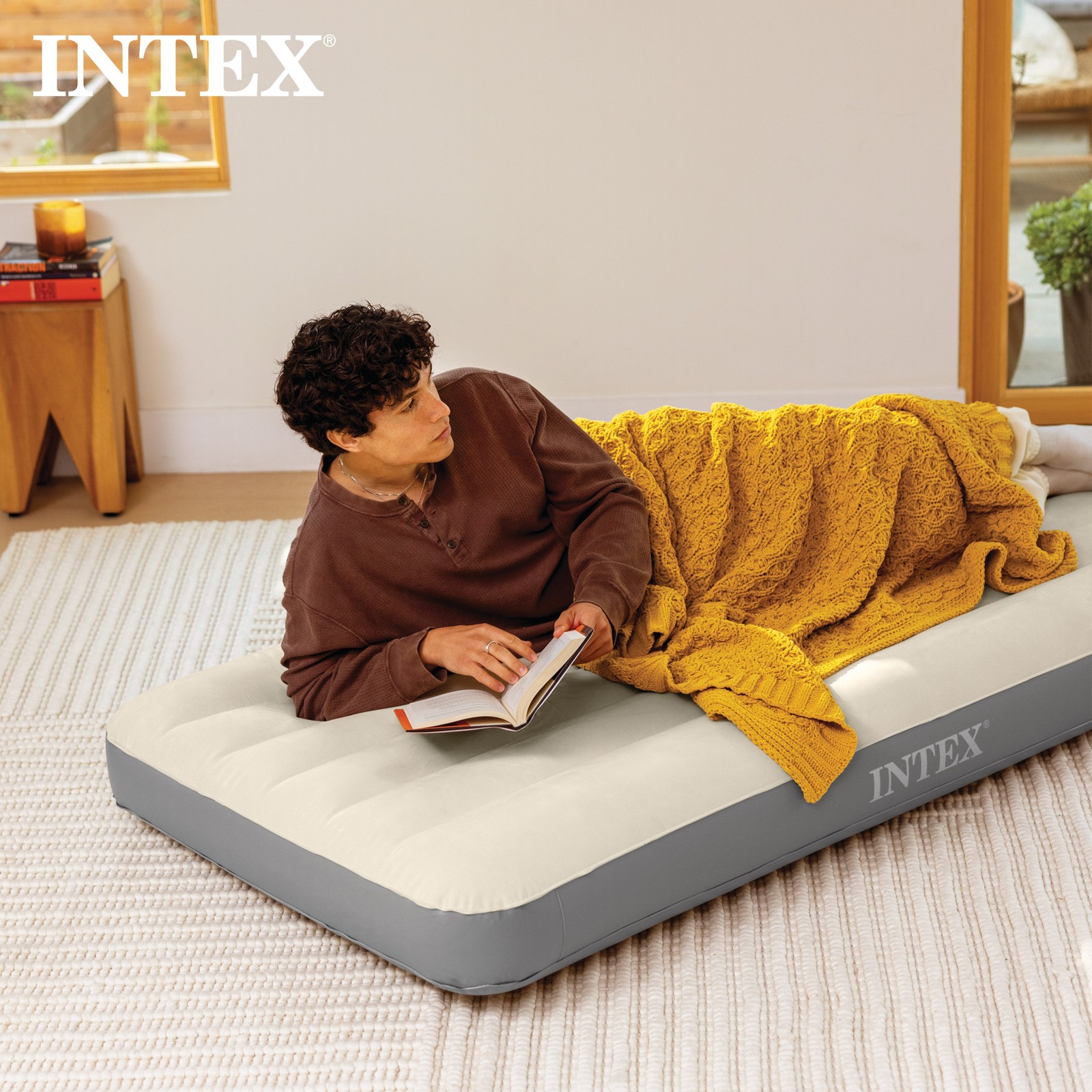Intex 64101E Dura-Beam Standard Series Single Height Inflatable Airbed, Twin