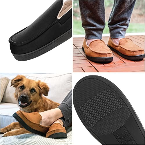 Men’s Moccasin Slippers with Microsuede Upper and Gel 8-9 Dark Chocolate