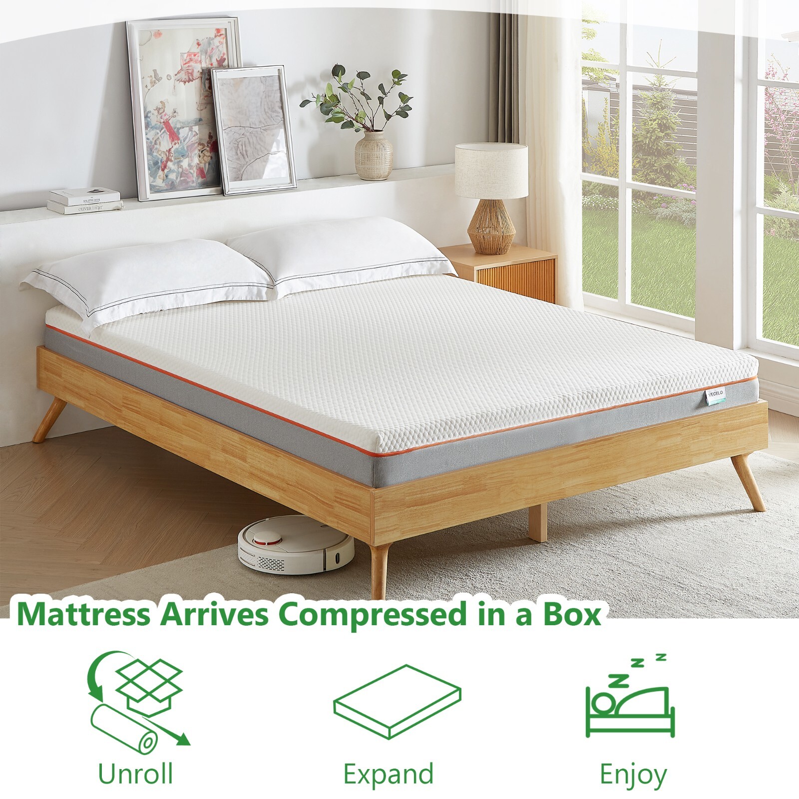 VECELO 8 Inch Mattress Charcoal Infused Memory Foam Medium Firm Pressure Relieve