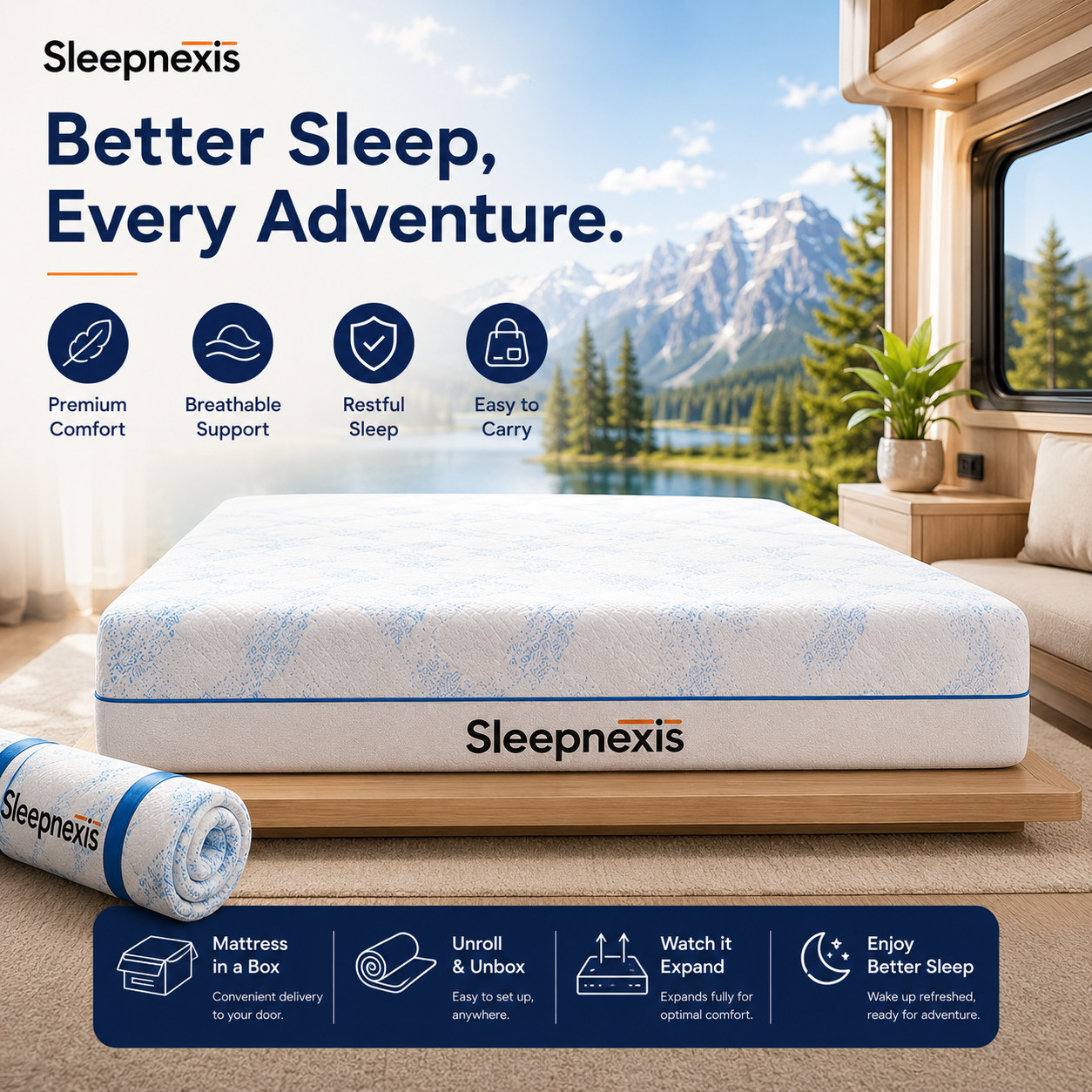 RV Mattress Cooling Gel Memory Foam Medium Firm Mattress in a Box