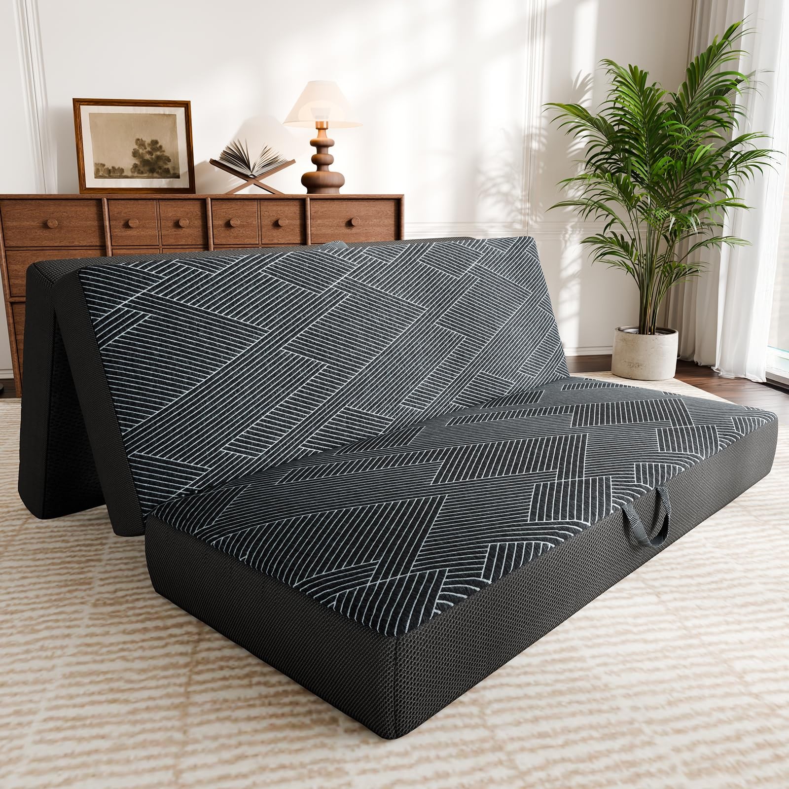 Tri Folding Mattress Queen Size – Foldable Mattress Trifold Memory Foam Mat w…