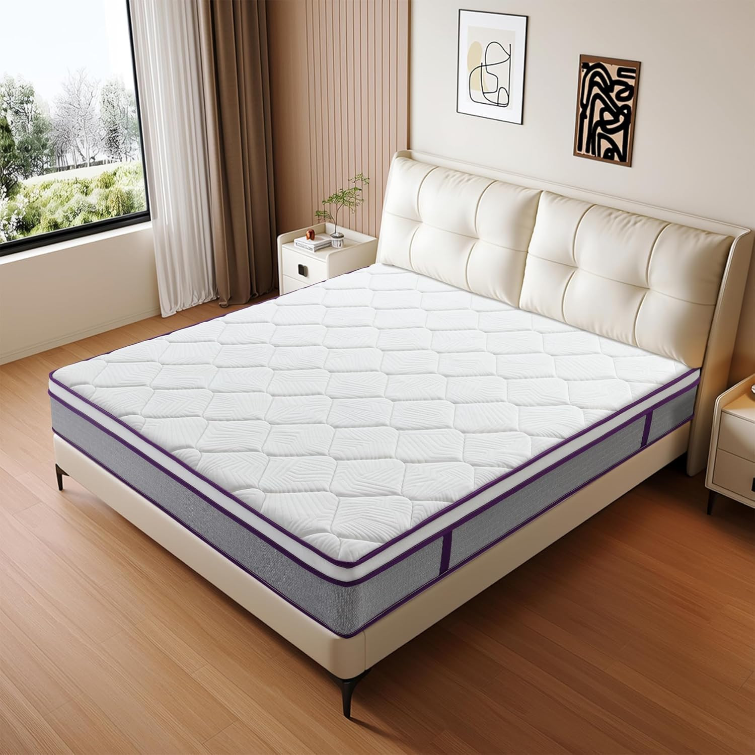 12″ Queen Hybrid Mattress – Gel Memory Foam & Pocket Coils for Comfort