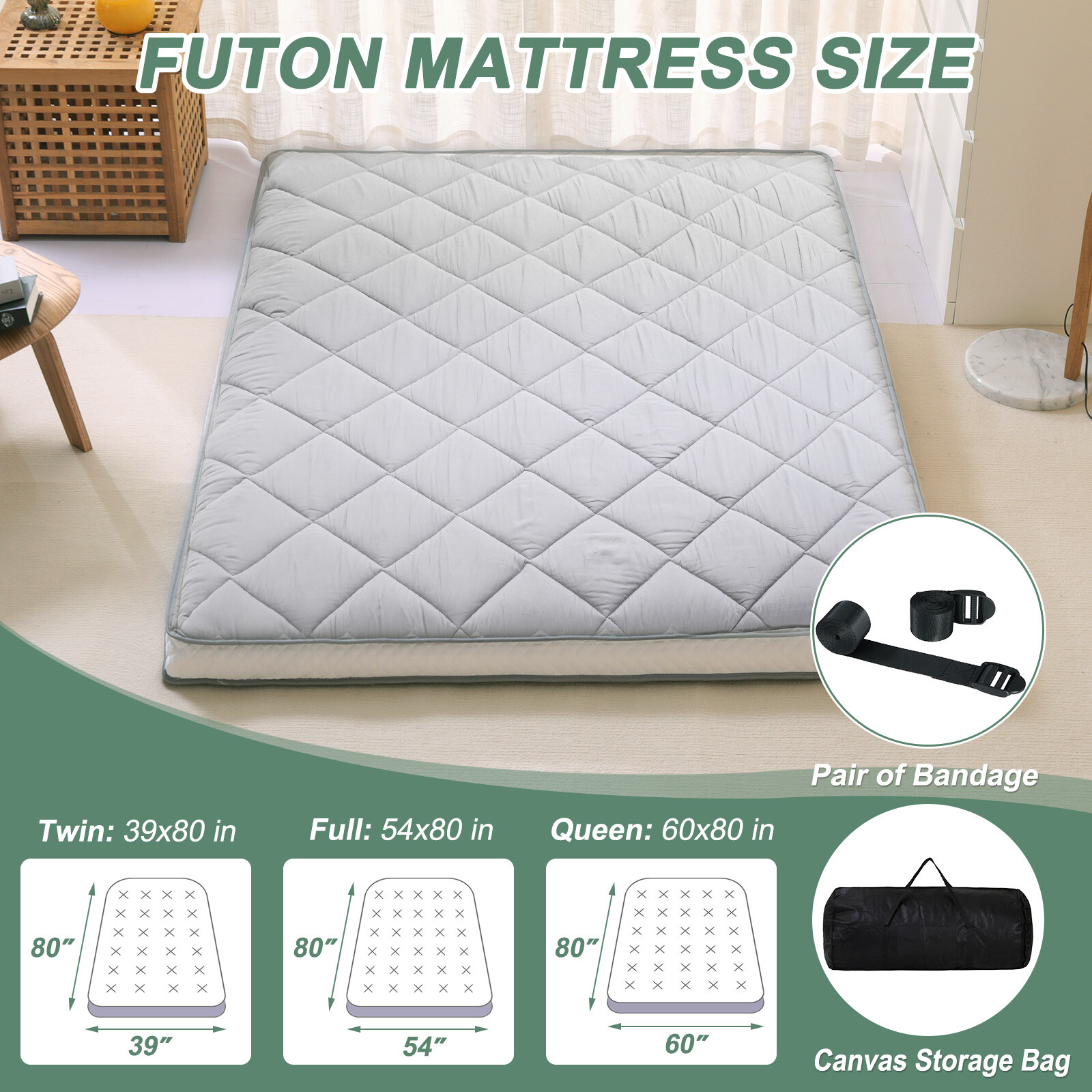 SLSY Japanese Floor Mattress Futon Mattress Foldable Diamond Pattern Mat Pad