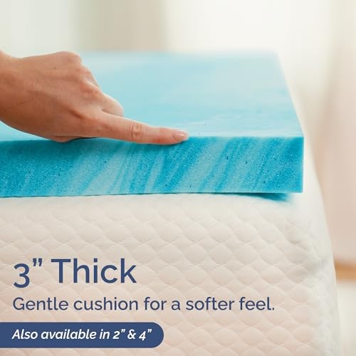 Super Soft Memory Foam Mattress Topper Size – Breathable Gel King 3 Inch
