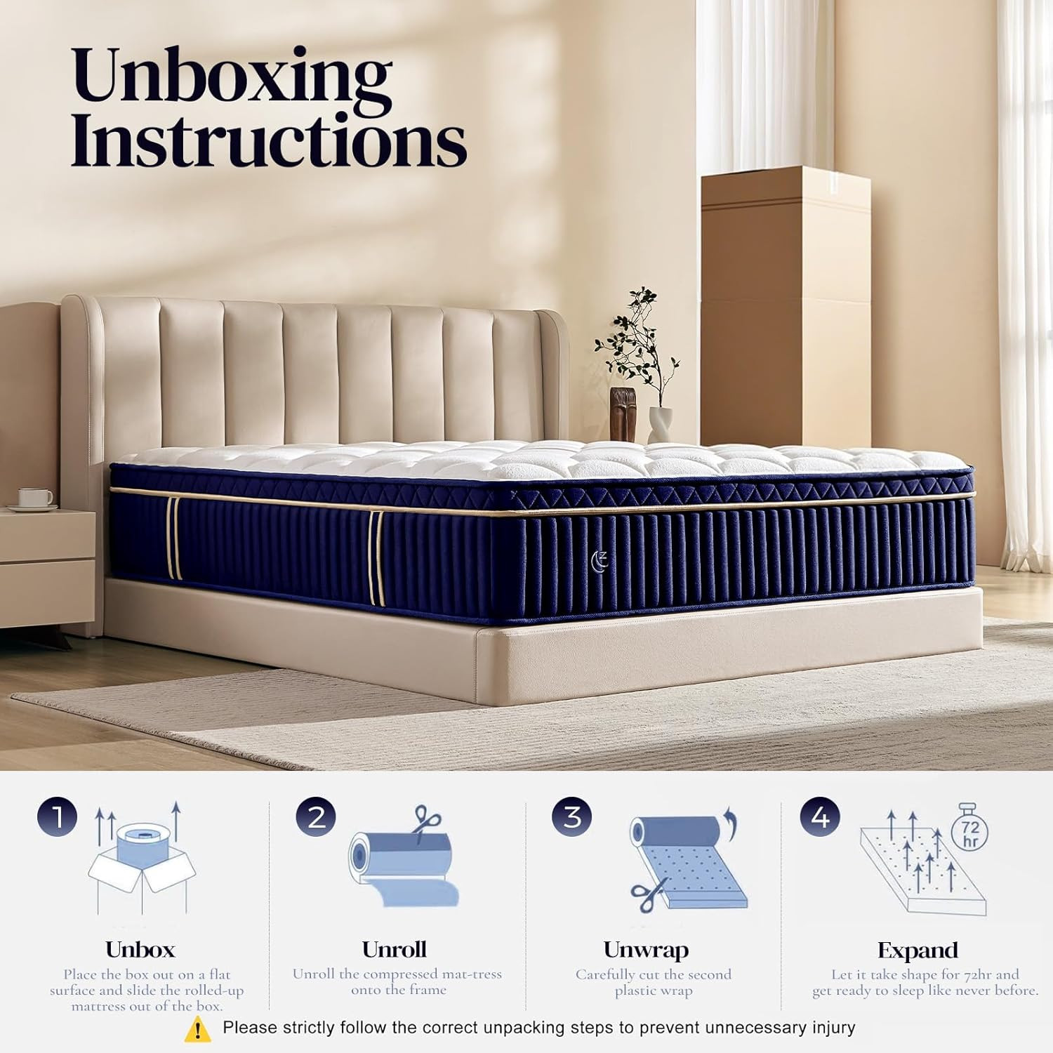 Queen 14″ Hybrid Mattress Pocket Spring Memory Foam Medium Firm