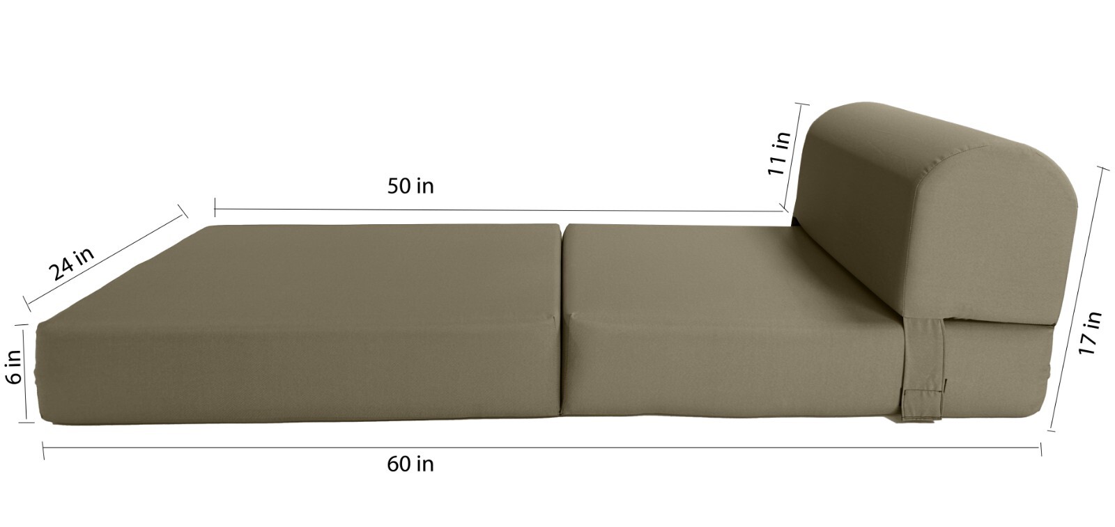 Sleeper Chair Folding Foam Beds, Flip Chair Mattresses, Tan 6 x 24 x 70