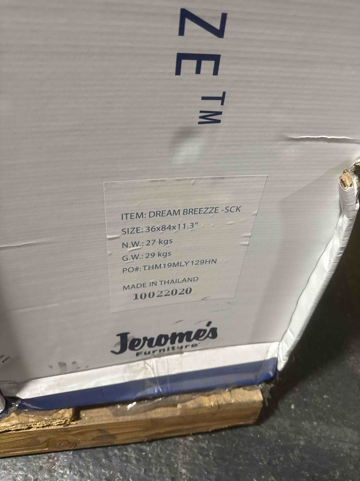Jerome’s Dream Breezze SCK Split Cal King Mattress 36x84x11.3in Thailand