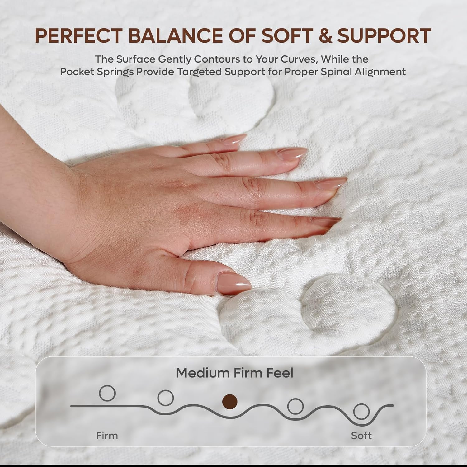 12″ King Hybrid Mattress with Cooling Cover & Edge Support for Back Pain Relief